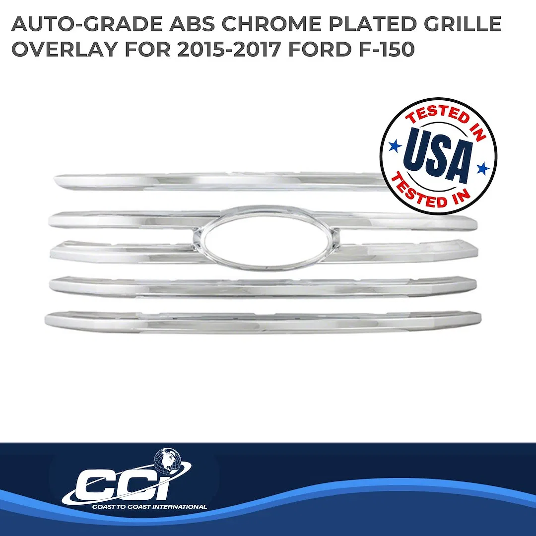 IWCGI131 – COAST2COAST Grille Insert, Overlay Horizontal Bar Style 4 Piece With Emblem Cutout Chrome - view 2